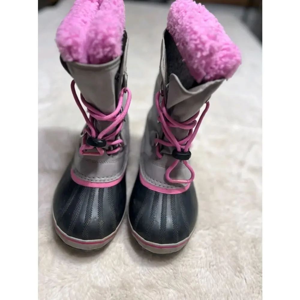 Sorel Kids Yoot Pac Nylon Winter Boots Chrome Grey Orchid Waterproof Outdoor